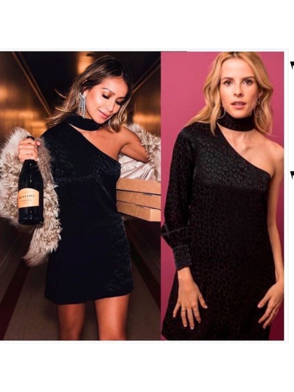 Sincerely Jules One Shoulder Black Leopard Mini Party Dress Size S